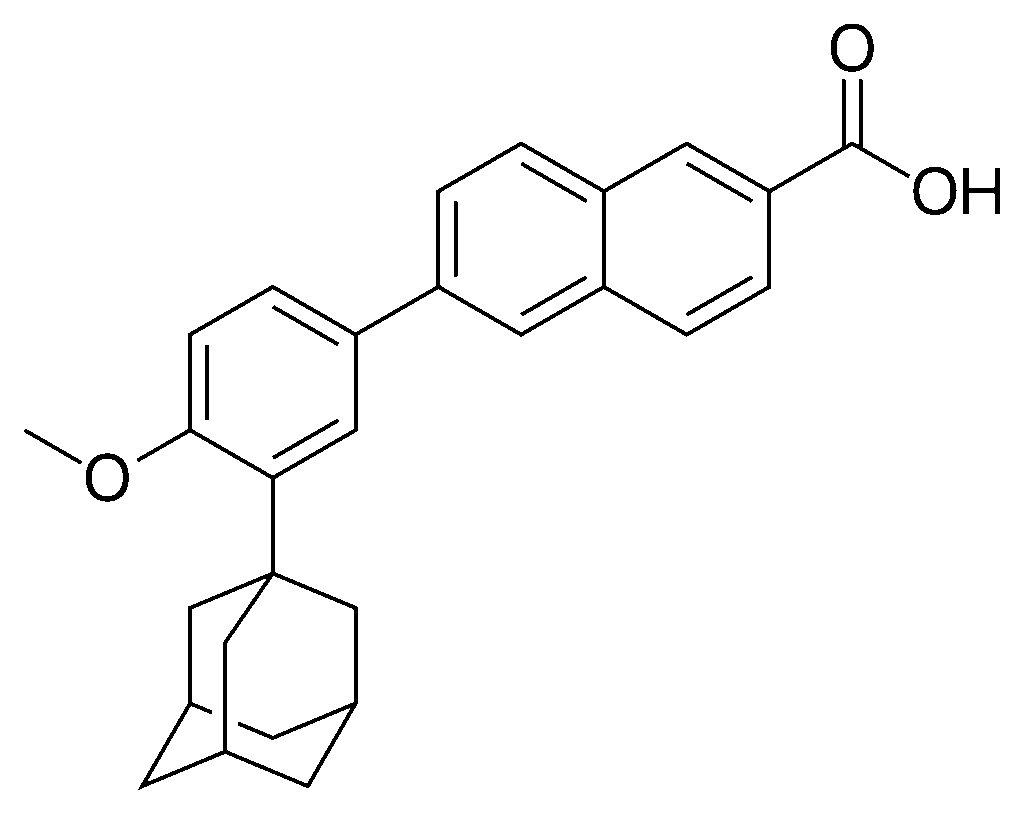 Structure of adapalene (C28H28O3)