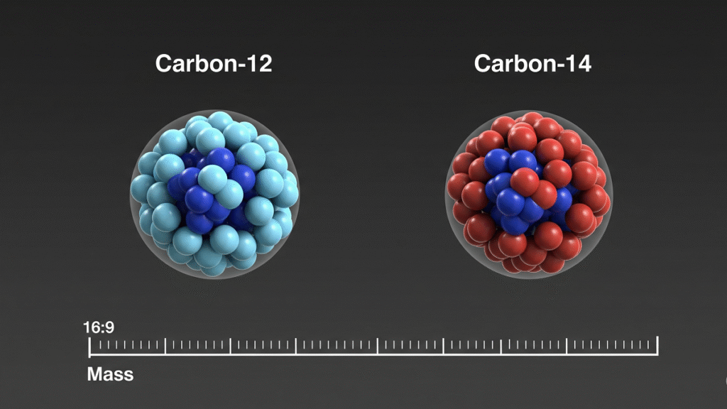 carbon isotopes, carbon-12, carbon-14