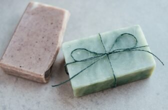 green and brown sliced soap