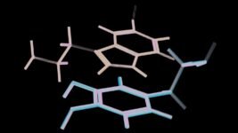 a group of three different structures on a black background