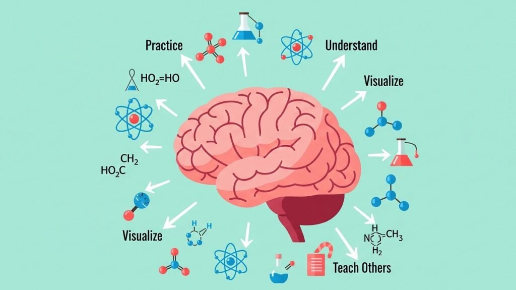 How to learn chemistry: practice, visualize, understand, teach others